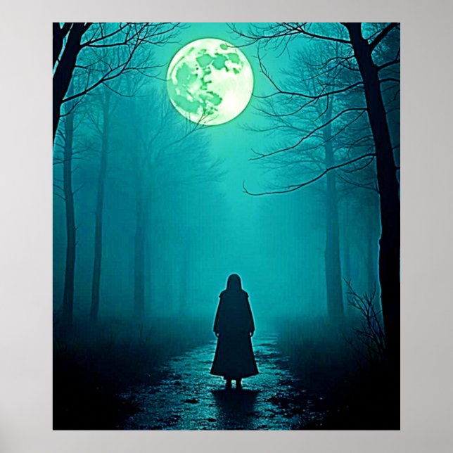 Spooky Full Moon Night Design Poster (Front)