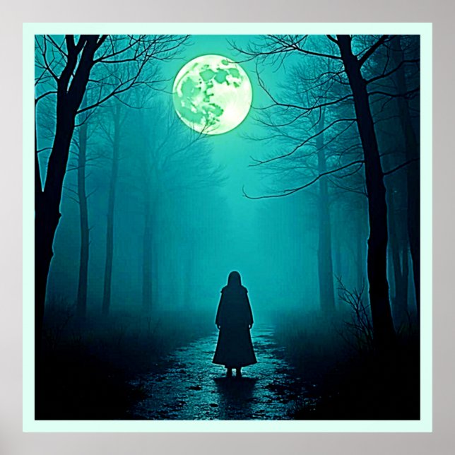 Spooky Full Moon Night Design Poster (Front)