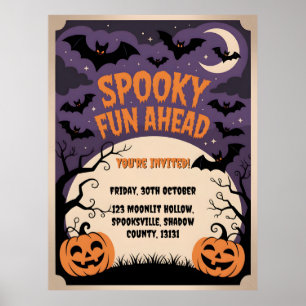 Spooky Fun Ahead Halloween Party Poster