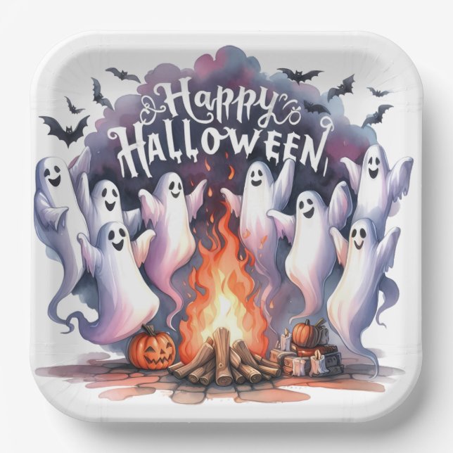 Spooky Fun Ghost Paper Plate (Front)