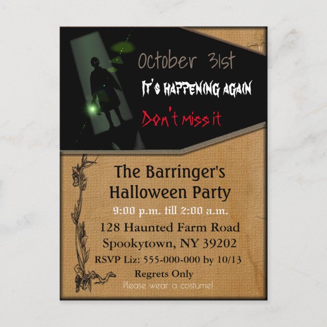 Spooky Fun Halloween Postcard Invitation (Front)