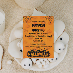 Spooky & Fun Halloween Pumpkin Carving Party Invitation