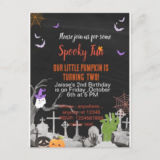 Spooky fun Halloween theme special party  Announcement Postcard (Front)