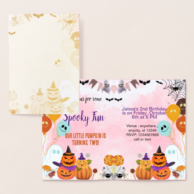 spooky fun pinkghost halloween template invitation (Display)