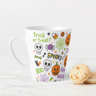 Spooky & Fun Pumpkin - Colorful Halloween Pattern  Latte Mug