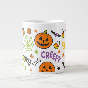 Spooky & Fun Pumpkin - Colourful Halloween Pattern Large Coffee Mug