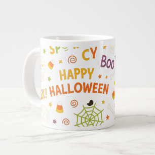 Spooky & Fun Pumpkin - Colourful Halloween Pattern Large Coffee Mug