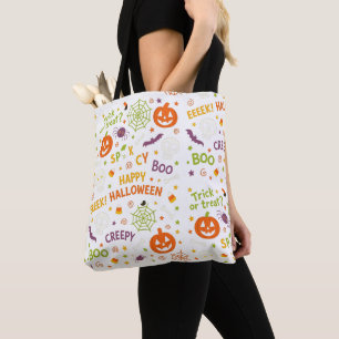 Spooky & Fun Pumpkin - Colourful Halloween Pattern Tote Bag