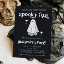 Spooky Fun Retro Ghost Halloween Invitation