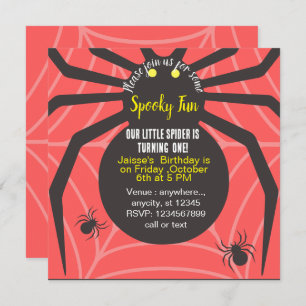 SPOOKY FUN SPIDER BIRTHDAY CUSTOM INVITATION