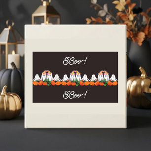 Spooky Funky Ghost Boo Halloween Pumpkin Patch Cof Rectangular Sticker