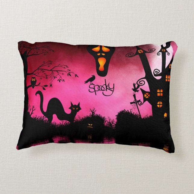 Spooky, funny halloween design decorative cushion (Back)