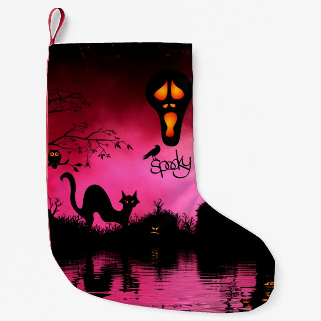 Spooky, funny halloween design small christmas stocking (Front)