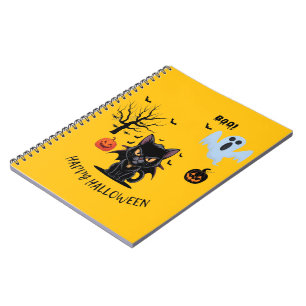 Spooky Funny Vampire Cat Happy Halloween Notebook