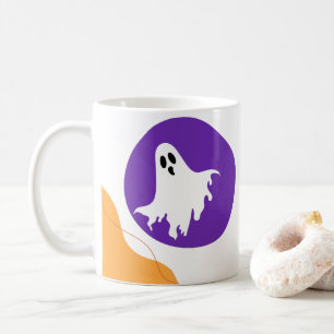 Spooky Ghost & Abstract Blob Shapes Halloween Gift Coffee Mug