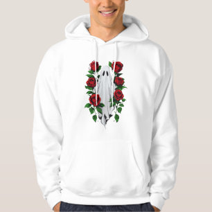 Spooky Ghost and Red Roses Gothic Hoodie