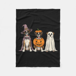 Spooky Ghost Boxer Dog Lover Pumpkin Halloween Fleece Blanket