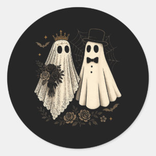 Spooky Ghost Bride And Groom Halloween Wedding Classic Round Sticker