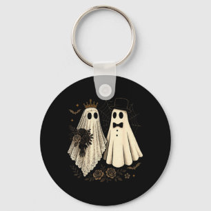 Spooky Ghost Bride and Groom Halloween Wedding Key Ring