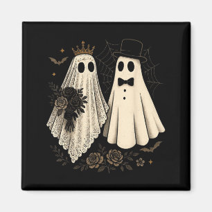 Spooky Ghost Bride And Groom Halloween Wedding Magnet