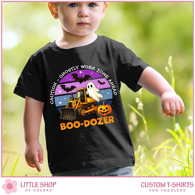 Spooky Ghost Bulldozer Customisable Halloween Toddler T-Shirt (Creator Uploaded)