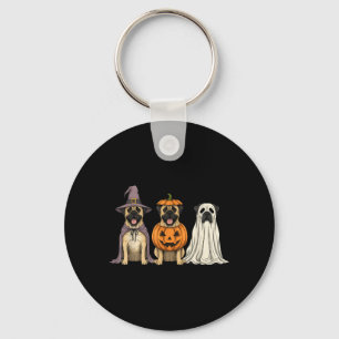 Spooky Ghost Bullmastiff Pumpkin Halloween Dog Key Ring