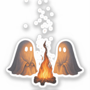Spooky Ghost Campfire Night Forest Art - Halloween