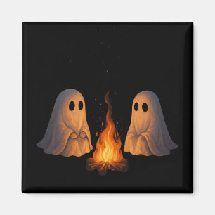 Spooky Ghost Campfire Night Forest Art - Halloween Magnet