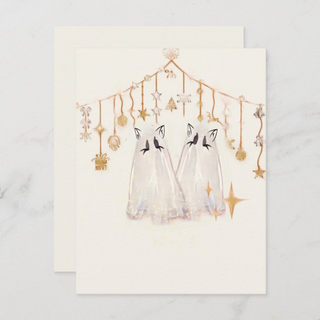 Spooky Ghost Cat Christmas Card (Front/Back)