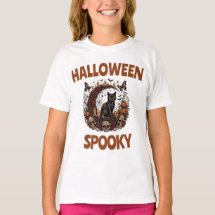 Spooky Ghost Cat Custom Text Halloween T-Shirt