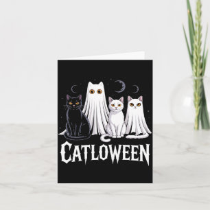 Spooky Ghost Cats Catloween Pumpkin Cute Black Cat Card