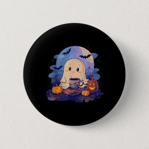 Spooky Ghost Costume Coffee Pumpkin Spider Web 6 Cm Round Badge