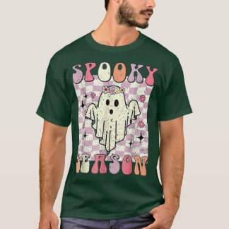 Spooky Ghost Costume Groovy Ghost Spooky Season Re T-Shirt