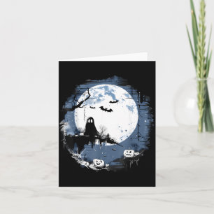 Spooky Ghost Costume Halloween Pumpkin Lantern Card