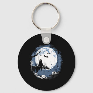 Spooky Ghost Costume Halloween Pumpkin Lantern Key Ring