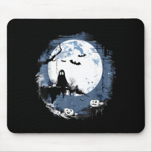 Spooky Ghost Costume Halloween Pumpkin Lantern Mouse Pad