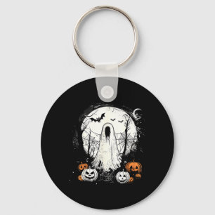 Spooky Ghost Costume Halloween Pumpkin Moon Spider Key Ring
