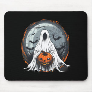 Spooky Ghost Costume Pumpkin Bats Spider Web Mouse Pad