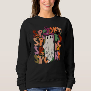 Spooky Ghost Costume Witch Groovy Vibes Hippie Hal Sweatshirt