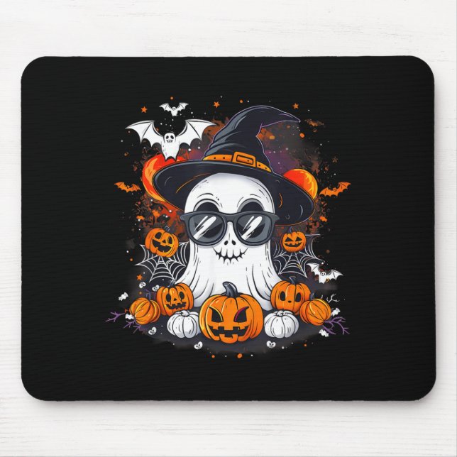 Spooky Ghost Costume Witchcraft Spider Web Pumpkin Mouse Pad (Front)