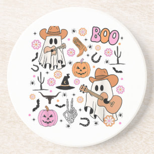 Spooky Ghost Cowboy Cute Halloween Boo Western Ret Coaster