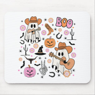 Spooky Ghost Cowboy Cute Halloween Boo Western Ret Mouse Pad