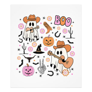 Spooky Ghost Cowboy Cute Halloween Boo Western Ret Photo Print