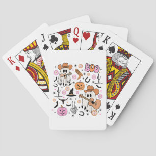 Spooky Ghost Cowboy Cute Halloween Boo Western Ret Playing Cards