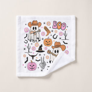 Spooky Ghost Cowboy Cute Halloween Boo Western Ret Wash Cloth