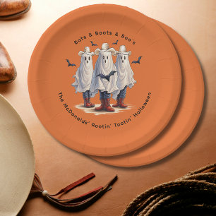 Spooky Ghost Cowboys Personalised Halloween Paper Plate