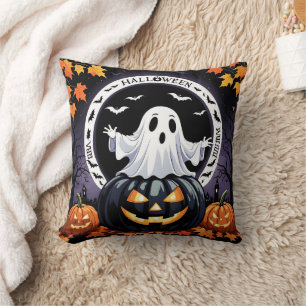 Spooky ghost decoration on a Halloween night Cushion