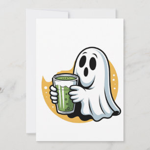 Spooky Ghost Drinking Matcha Halloween  Announcement