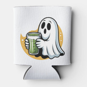 Spooky Ghost Drinking Matcha Halloween Can Cooler