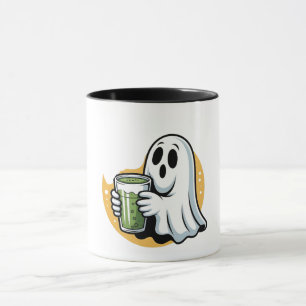 Spooky Ghost Drinking Matcha Halloween Mug